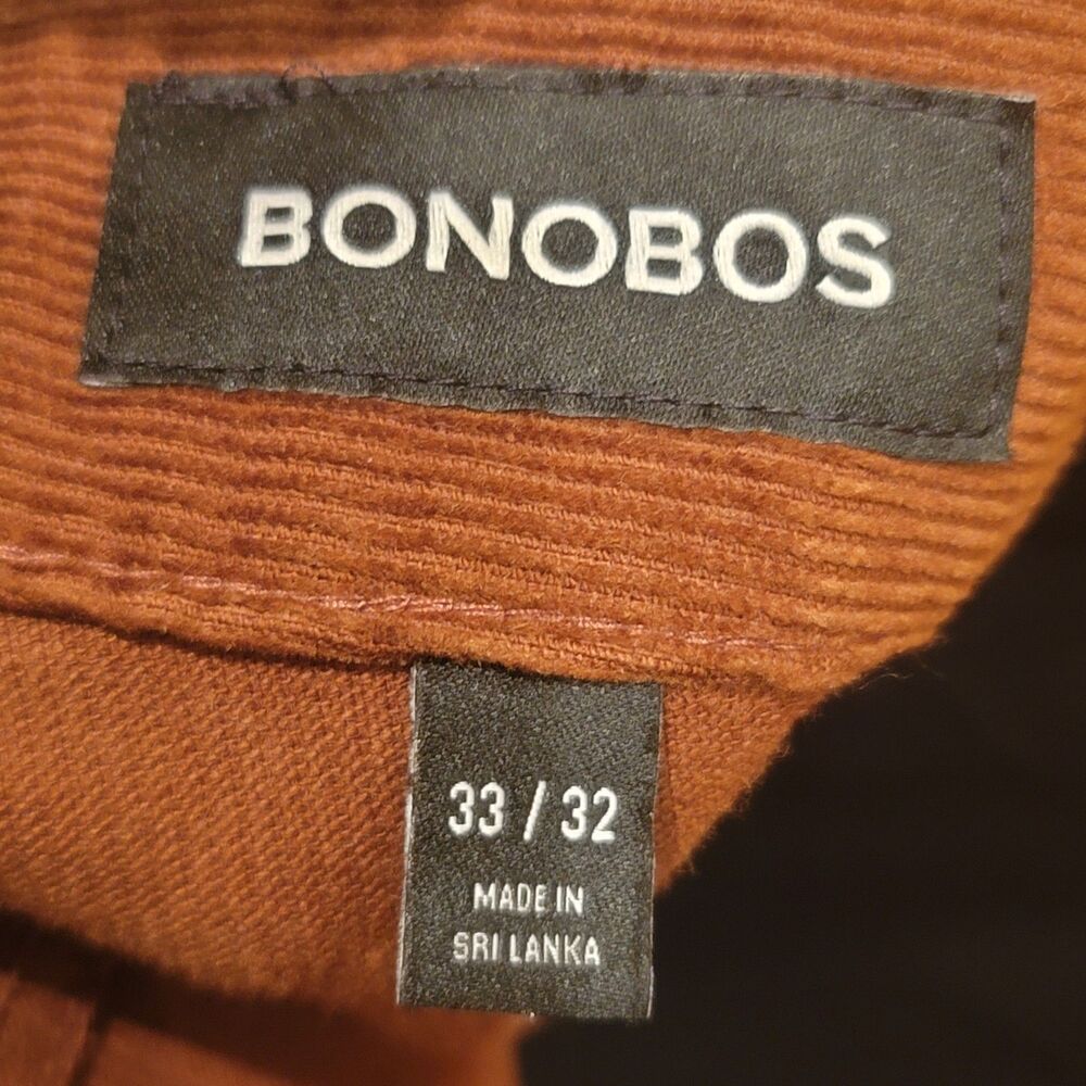 Bonobos Slim French Corduroy Pants 33x32  Brown Cotton Stretch - Picture 4 of 12